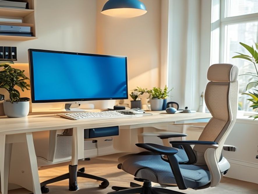 Ergonomisk arbetsplats med rätt höjdinställningar och skärmposition