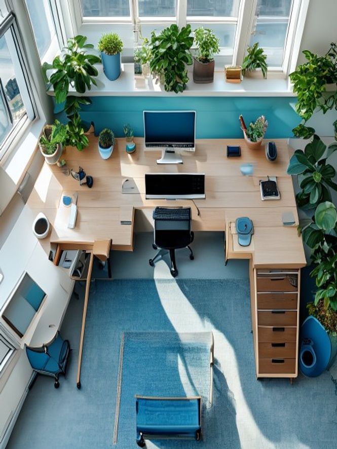 Ergonomiskt inredd arbetsplats med rätt höjd på allt